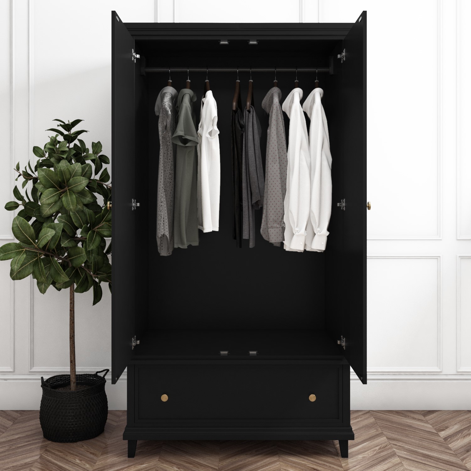 Read more about Black double wardrobe with drawer georgia